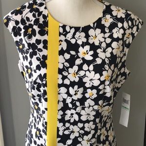 NWT Floral, shift dress in navy and yellow. Size 8